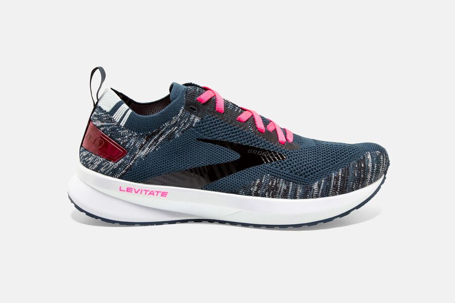 Levitate 4 Road Brooks Running Shoes NZ Womens - Navy/Black/Pink - LOKSZN-127